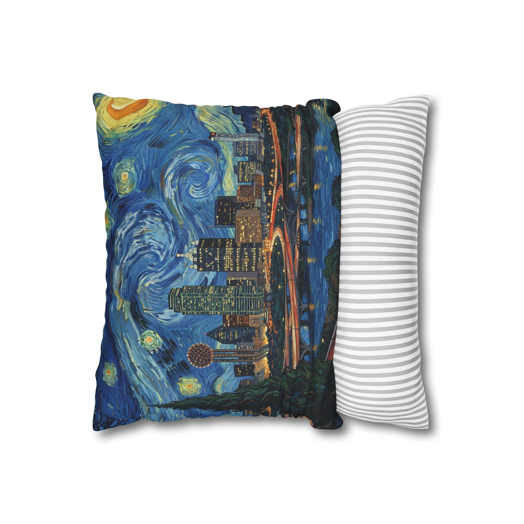 Dallas Texas Pillowcase Starry Night, Van Gogh Throw Pillow Canvas Home Decor Gift