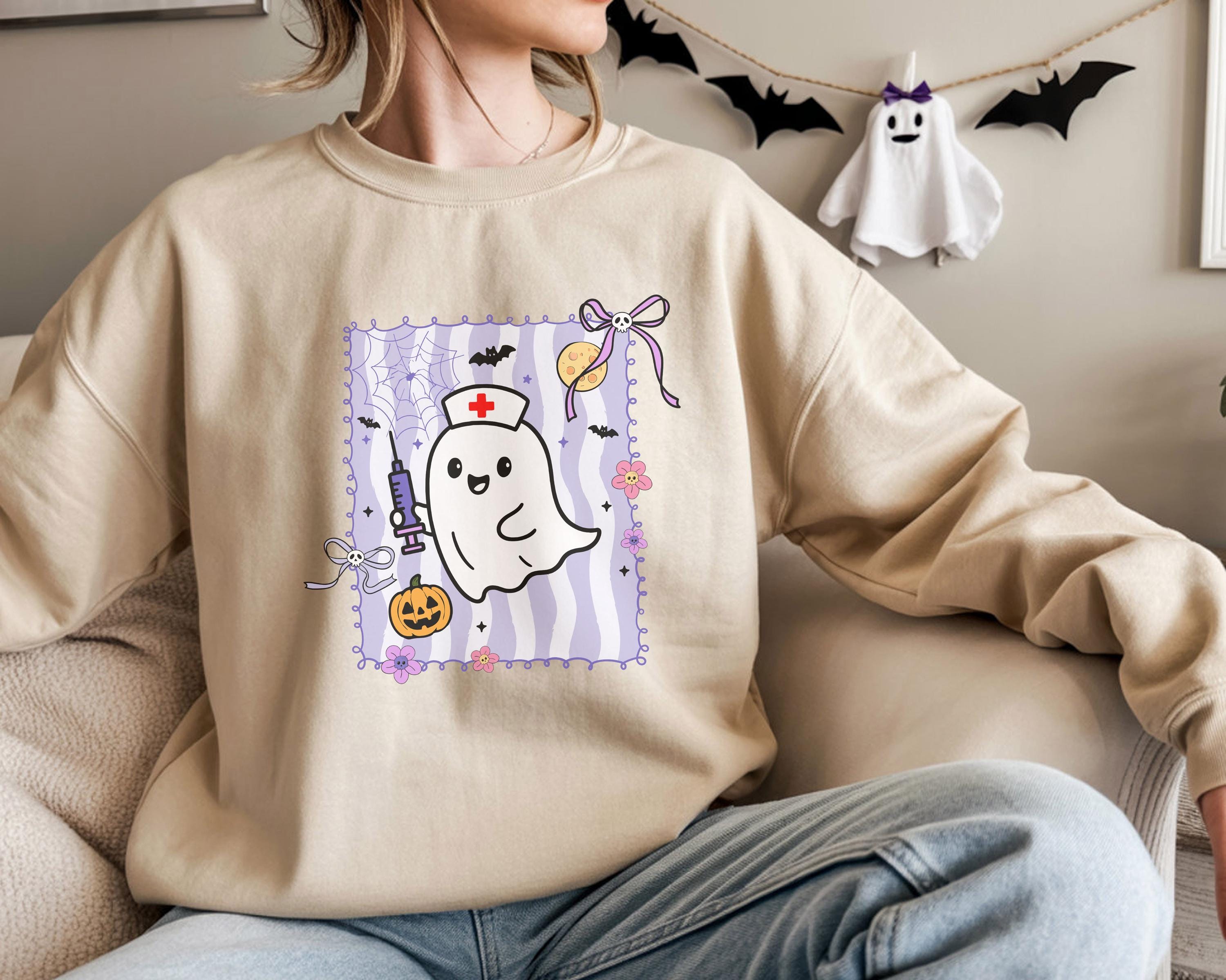 Ghost Nurse Cute Halloween Sweatshirt, Halloween Gift for Nurse Sweater, Nurse Spooky , Nurse Halloween Boo Boo Crew