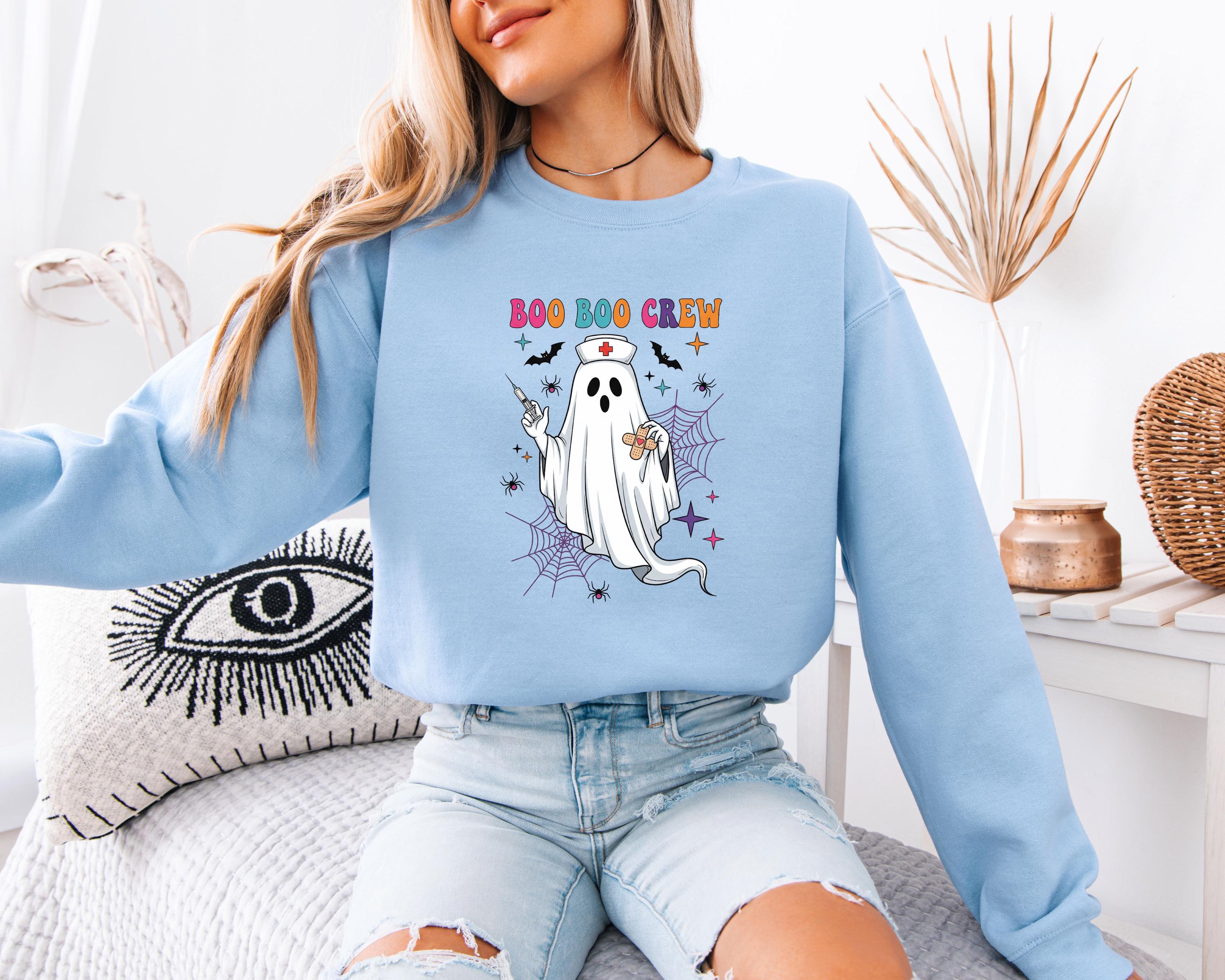 Boo Boo Crew Nurse Halloween Sweatshirt, Halloween Gift for Nurse Medical Lab, Nurse Spooky , Nurse Halloween Boo Boo Crew