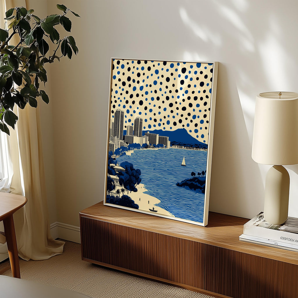 Honolulu Hawaii Wall Art Print, Pop Art Modern Poster Travel gift