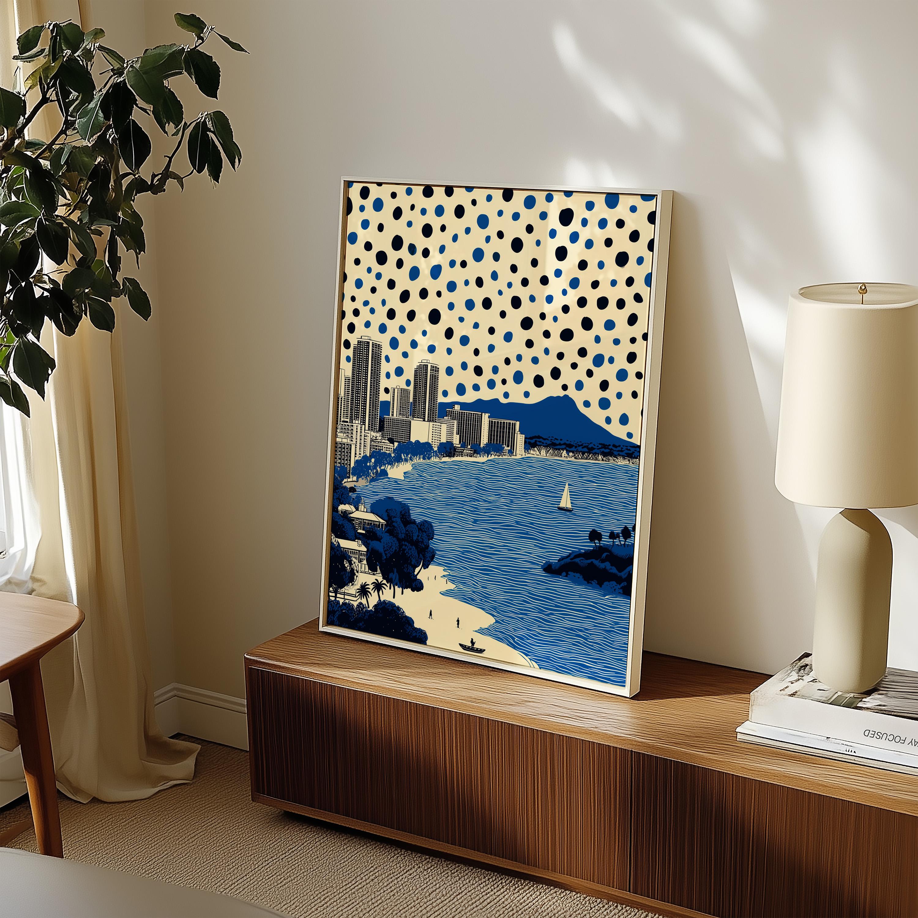 Honolulu Hawaii Wall Art Print, Pop Art Modern Poster Travel gift