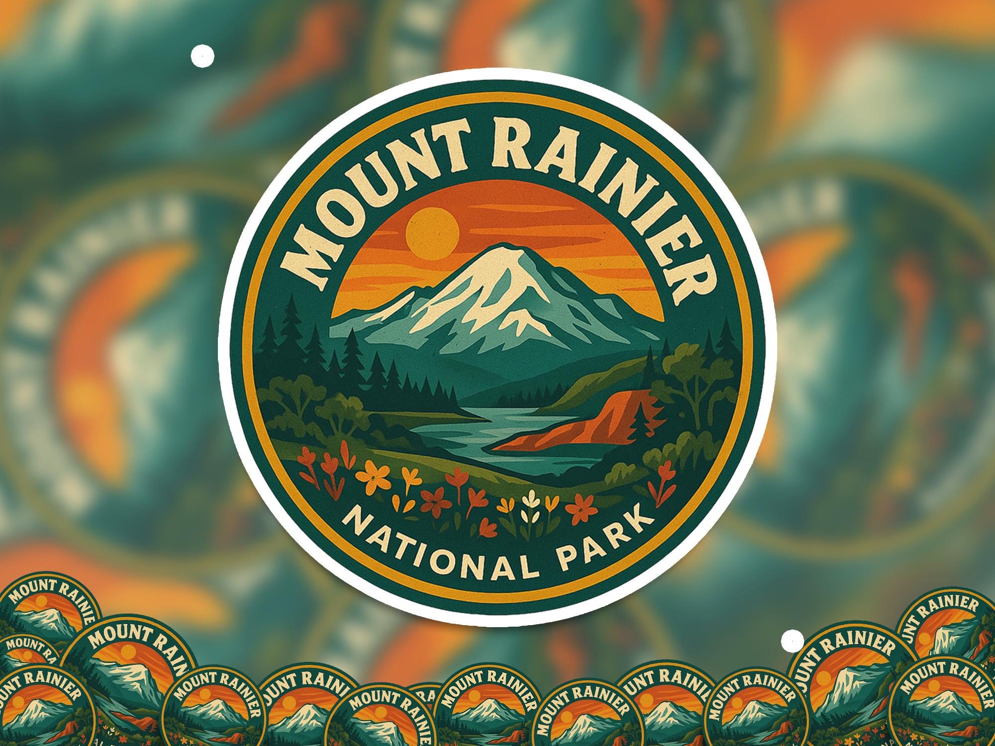 Mount Rainier National Park Sticker, Retro Vinyl Waterproof Decal, Vintage USA Travel Collection