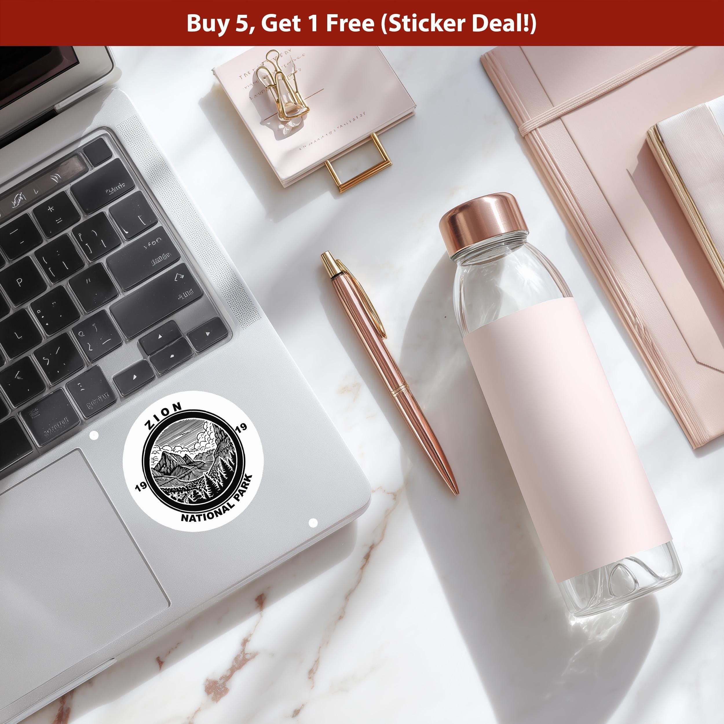 Zion National Park Sticker, Kiss-Cut Vinyl, Waterproof USA Decal Badge Collection