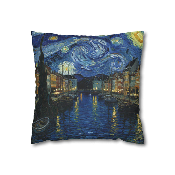 Copenhagen Denmark Pillowcase Starry Night, Van Gogh Throw Pillow Canvas Home Decor Gift