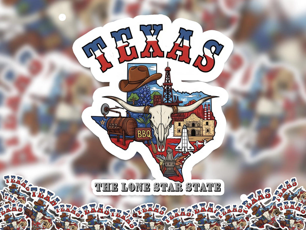 Texas State Sticker, USA Kiss-Cut Vinyl, Landmark Waterproof Decal, United States Travel Collection