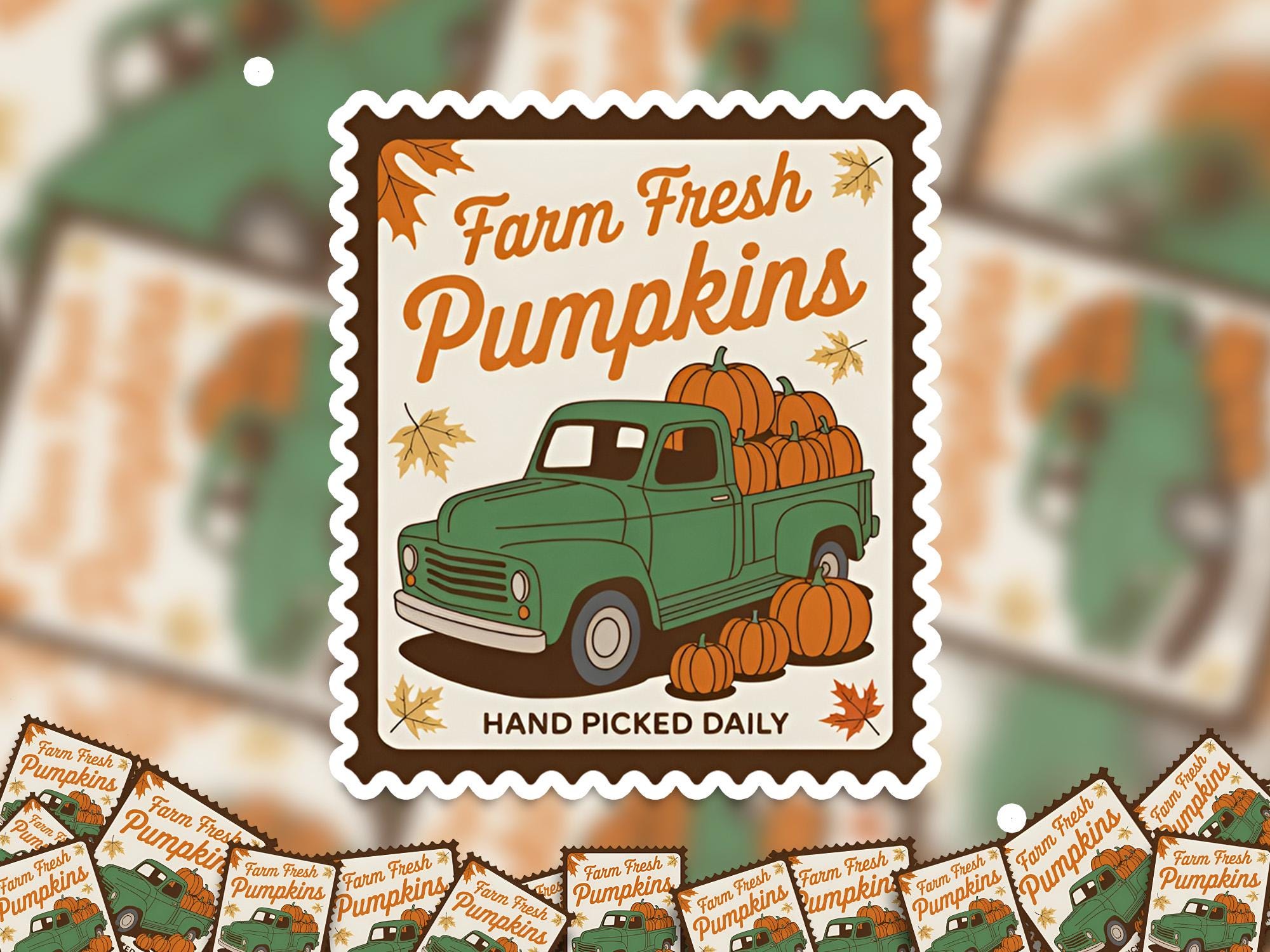 Farm fresh Pumpkin Stamp Sticker, Spooky Halloween Waterproof Decal for tumbler, kindle