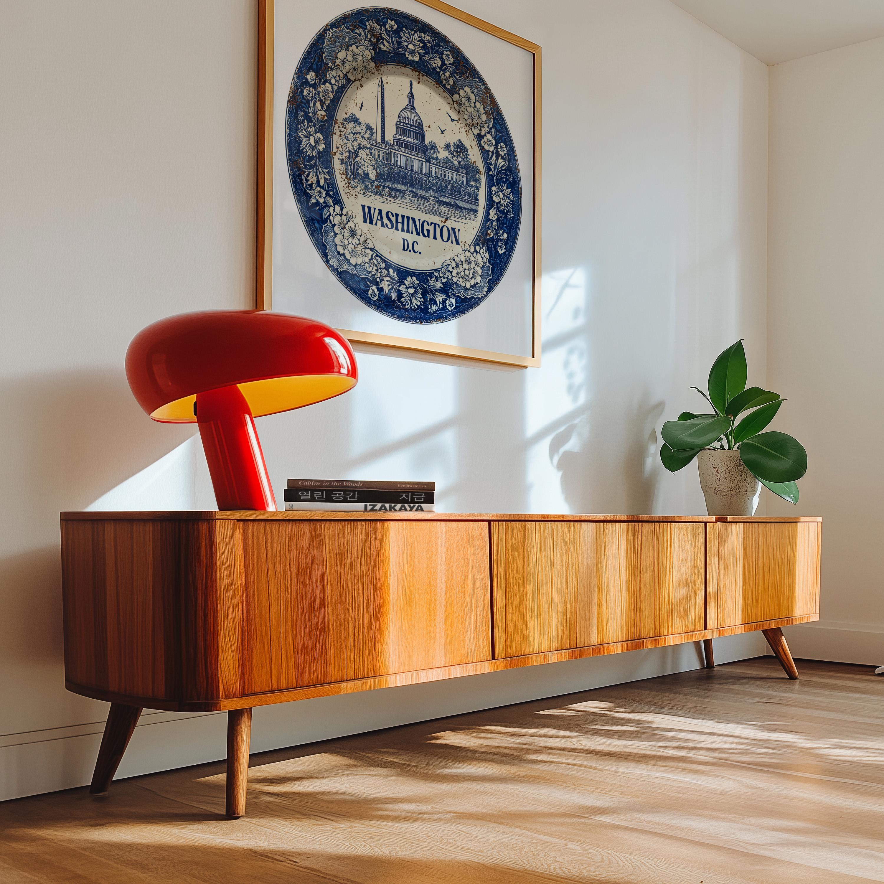 Washington DC Wall Art, Vintage Delft Blue Poster, City Print, Travel Home Decor