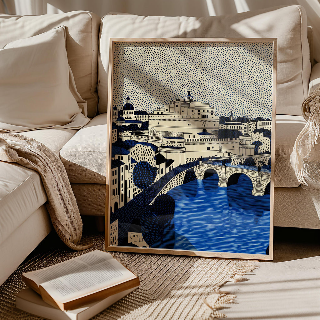 Castel Sant'Angelo Italy Wall Art Print, Pop Art Modern Poster Travel gift