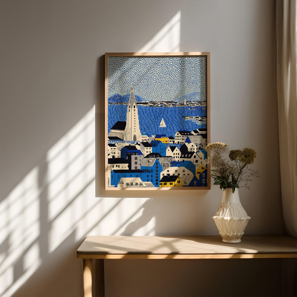 Reykjavik Iceland Wall Art Print, Pop Art Modern Large Size Poster Travel Gift Canvas