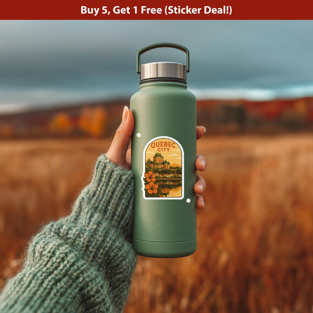 Quebec City Sticker Canada, Vintage City Vinyl Decal, Retro Travel Lover Collection, Journal Scrapbook