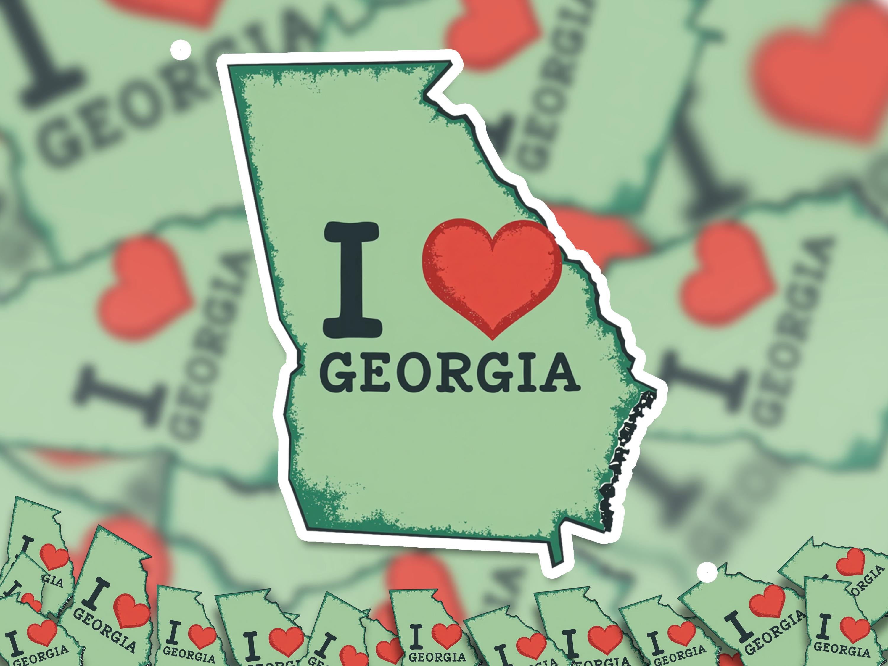 I love Georgia Sticker, Vintage US States Vinyl Decal, Waterproof Decal, Retro Travel Collection
