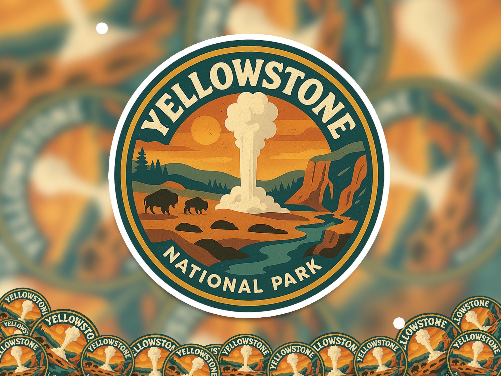 Yellowstone National Park Sticker Kiss-Cut Vinyl, Waterproof Decal, Retro Travel Lover Collection