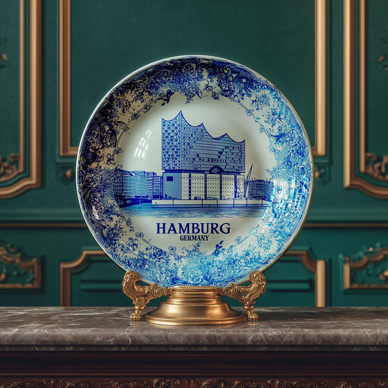 Hamburg Decorative Plate, Delft Vintage Home Decor Personalized Gift Germany Travel Housewarming gift