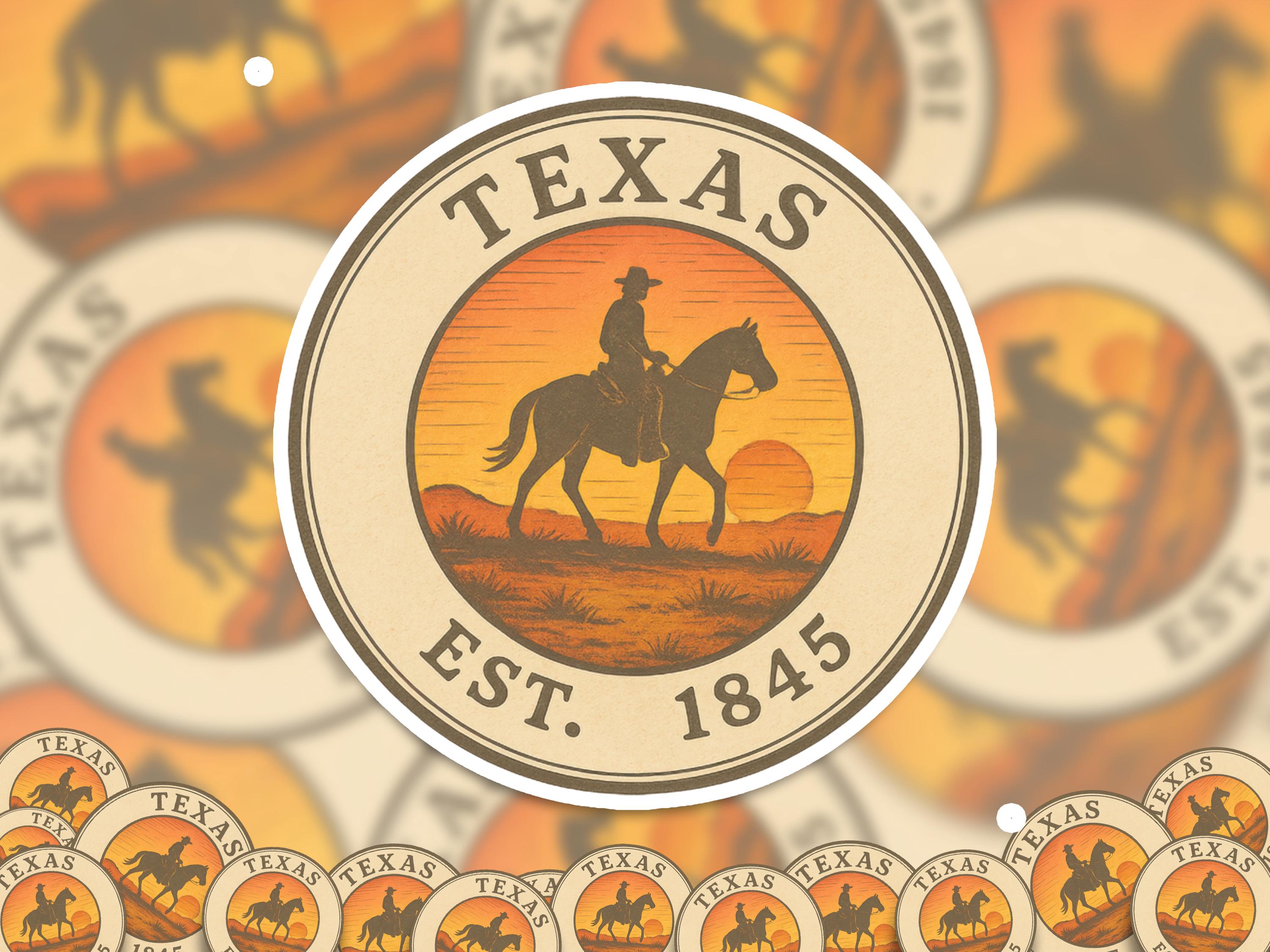 Texas Sticker, Vintage US States Retro Decal, Waterproof Retro Travel Collection for Laptop Tumbler