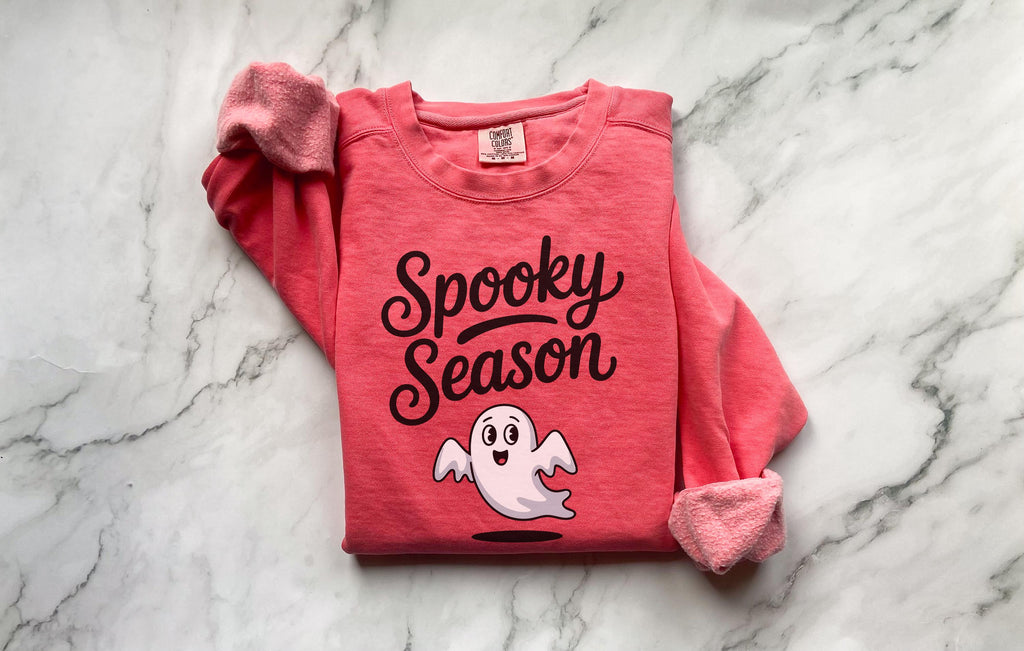 Spooky Season Halloween Sweatshirt, Cute Ghost Fall Top, Cozy Autumn Pullover, Funny Creepy Retro Apparel for October, Unique Gift for Her