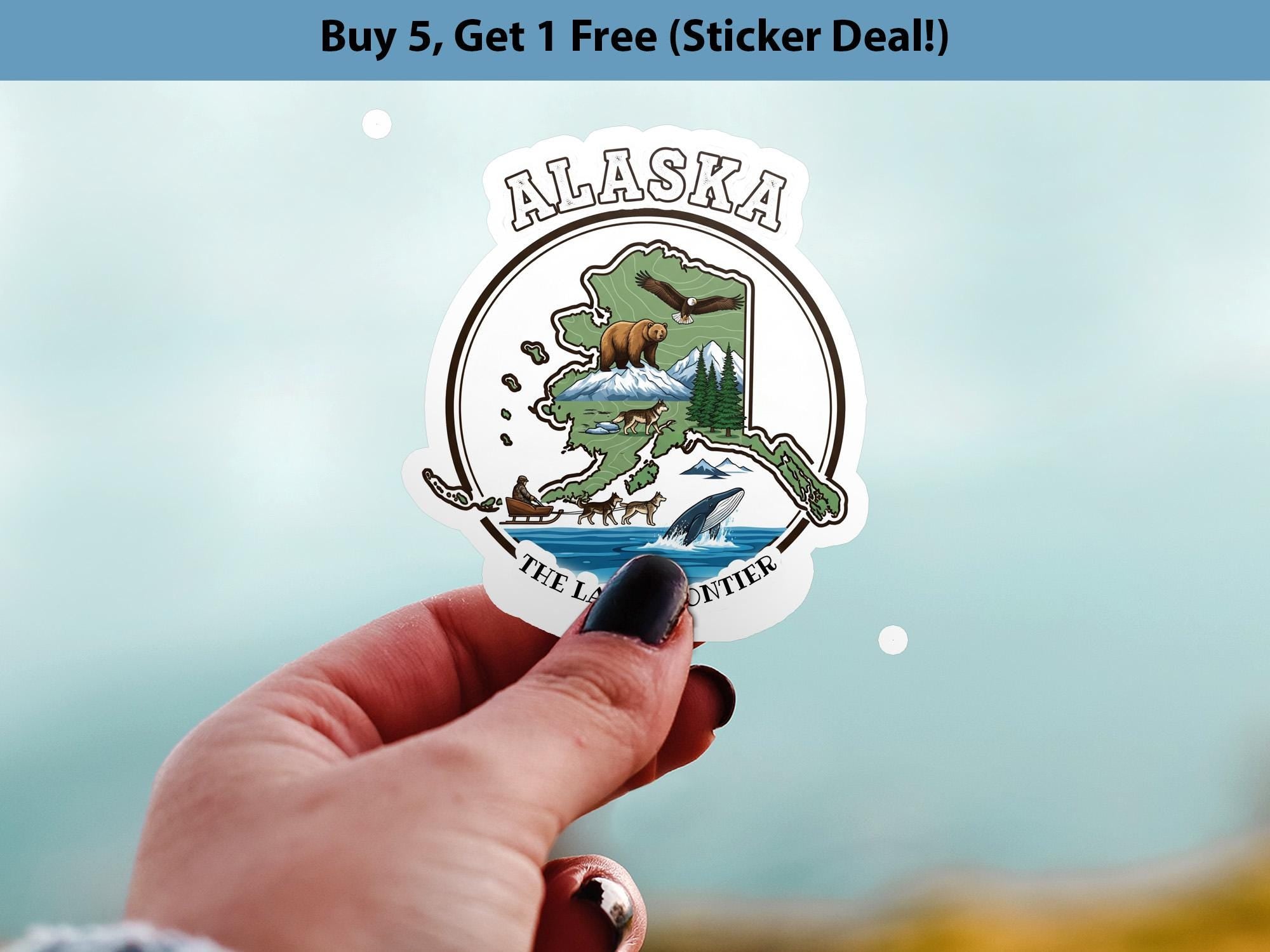 Alaska State Sticker, USA Kiss-Cut Vinyl, Landmark Waterproof Decal, United States Travel Collection