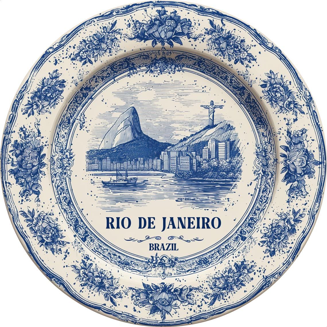 Santiago Chile Wall Art, Vintage Delft Blue Poster, City Print, Travel Home Decor