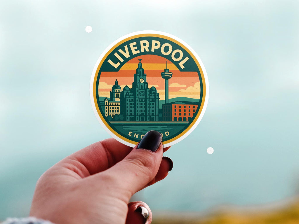 Liverpool UK Sticker Kiss-Cut Vinyl, Waterproof Decal, Retro Travel Lover Collection