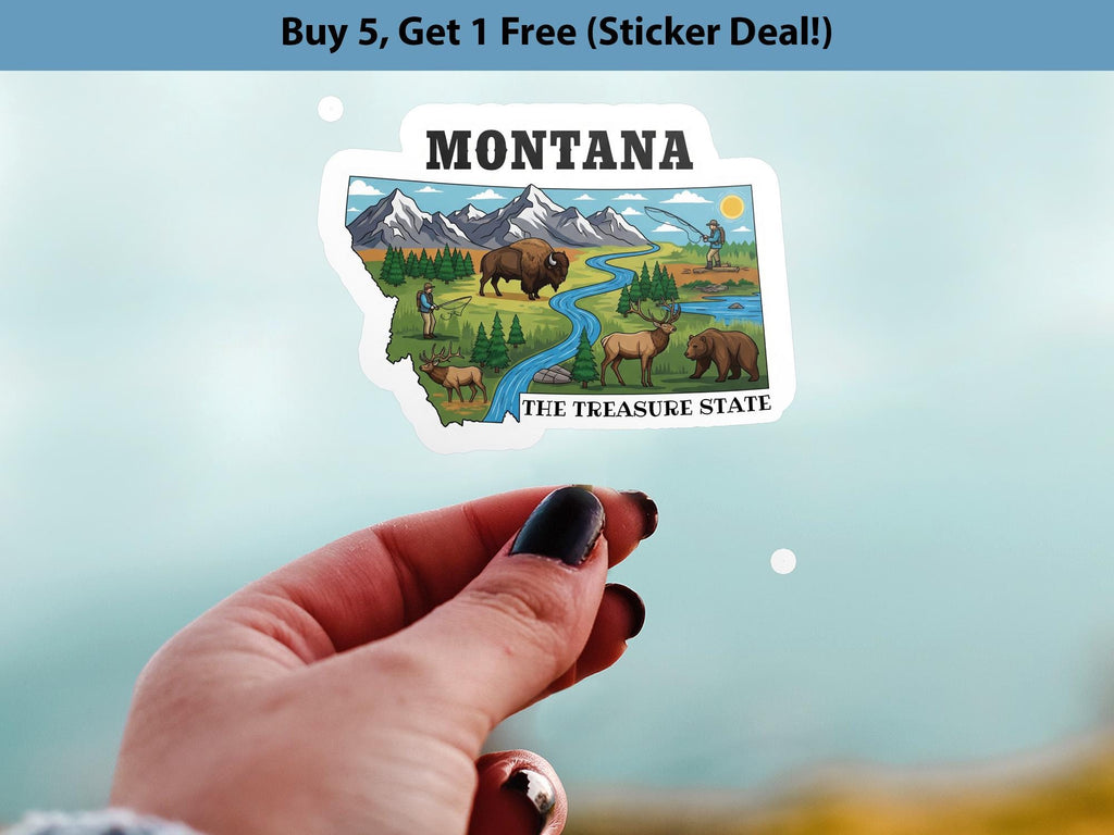 Montana State Sticker, USA Kiss-Cut Vinyl, Landmark Waterproof Decal, United States Travel Collection