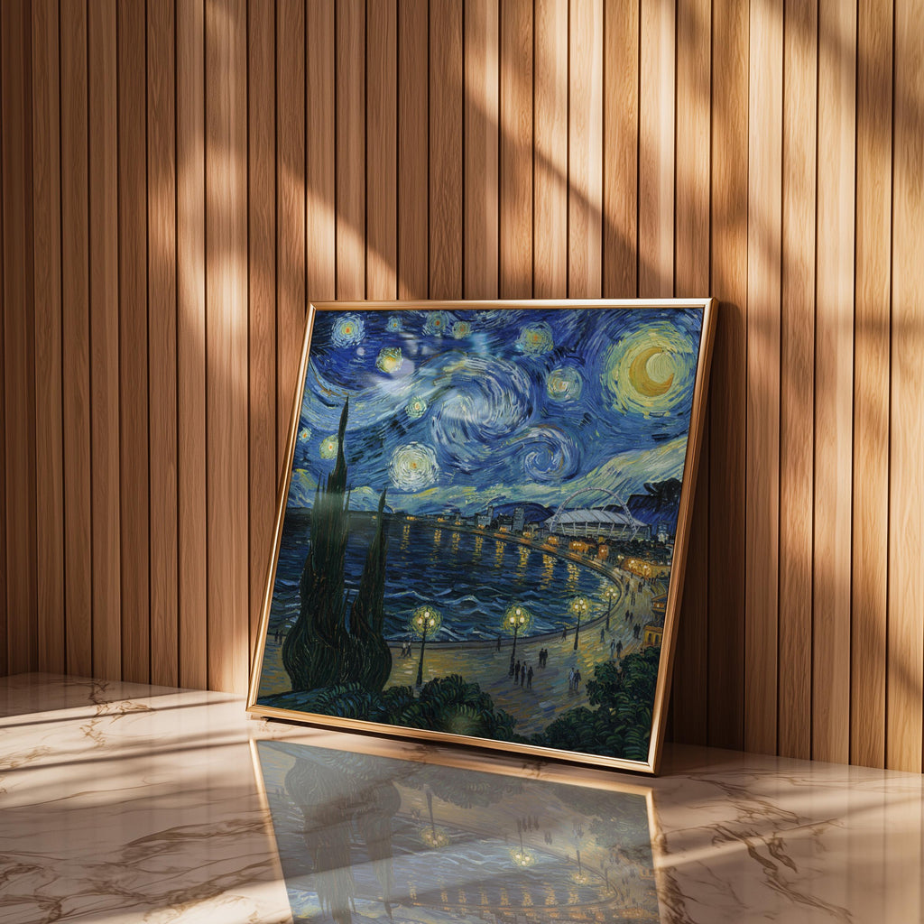 Durban South Africa Starry Night Wall Art, Van Gogh Print, Travel Gift Home Decor