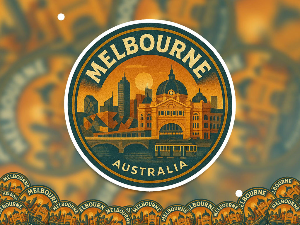 Melbourne Australia Trip Kiss-Cut Vinyl, Waterproof Decal, Retro Travel Lover Collection