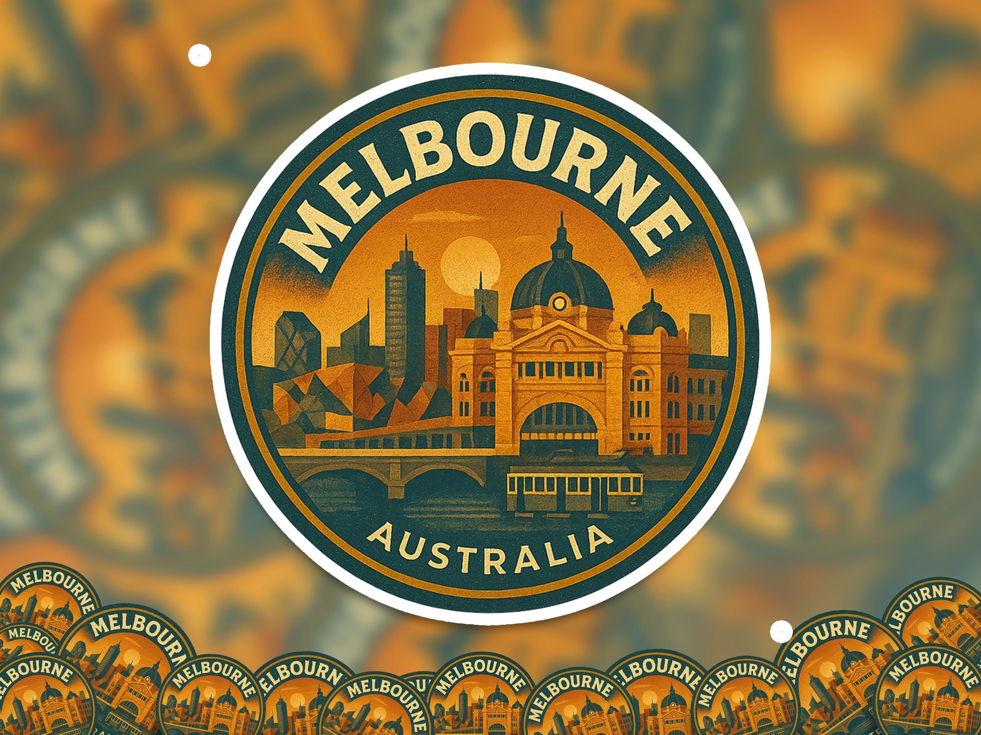 Melbourne Australia Trip Kiss-Cut Vinyl, Waterproof Decal, Retro Travel Lover Collection