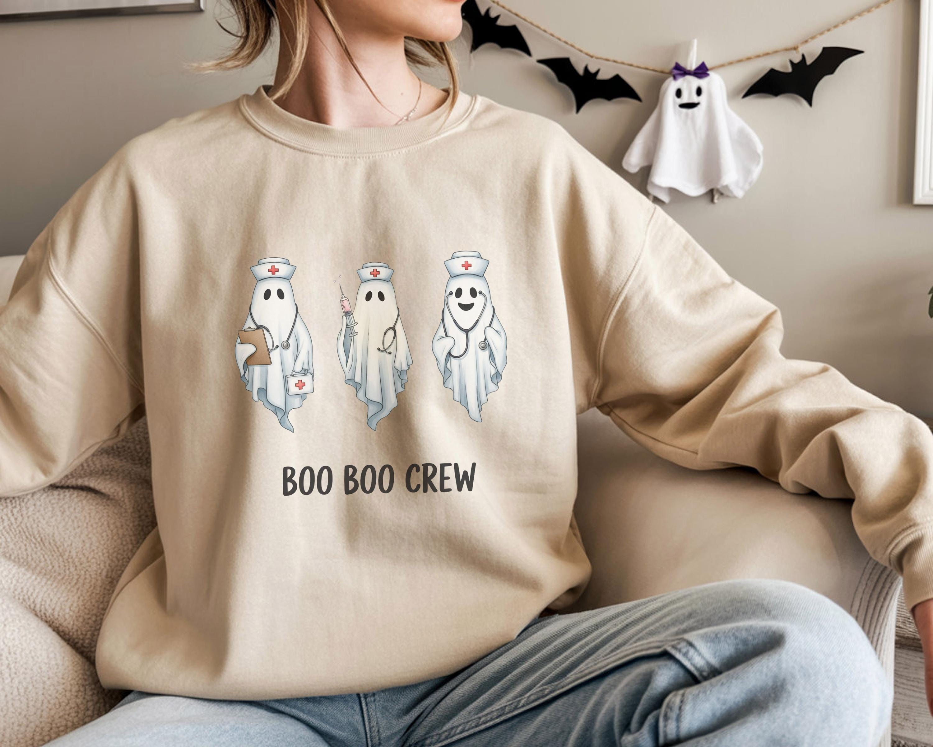 Vintage Boo Boo Crew Nurse Halloween Sweatshirt, Halloween Gift for Nurse Medical Lab, Nurse Spooky , Nurse Halloween Boo Boo Crew