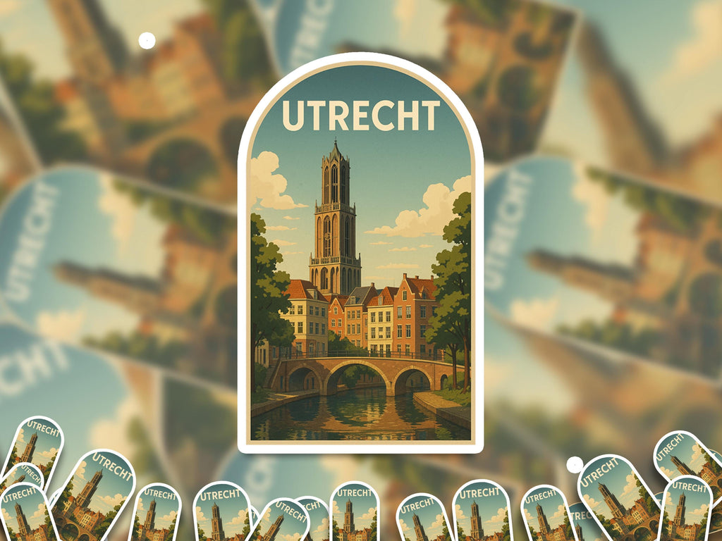 Utrecht Netherlands Sticker, Vintage City Vinyl Decal, Retro Travel Lover Collection, Journal Scrapbook