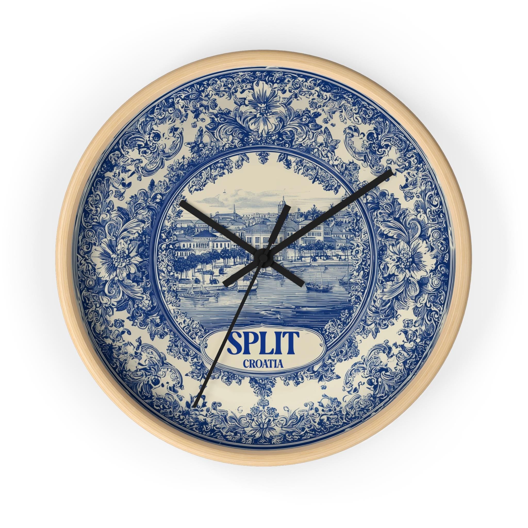 Split Croatia Wall Clock, Delf style Home Decor, Vintage City Travel Keepsake Art