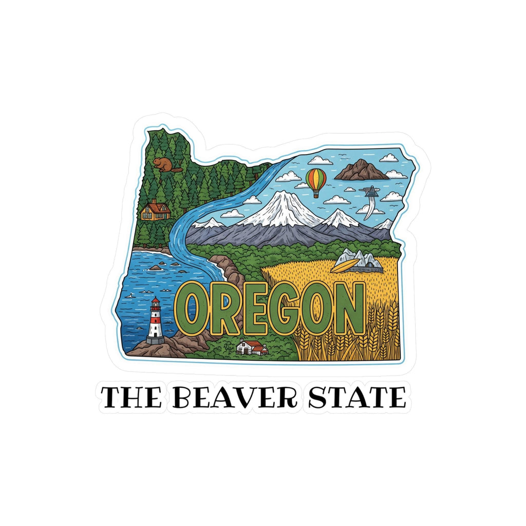 Oregon State Sticker, USA Kiss-Cut Vinyl, Landmark Waterproof Decal, United States Travel Collection