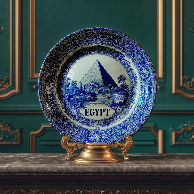 Egypt Decorative Plate, Delft Vintage Home Decor Personalized Gift Travel Housewarming