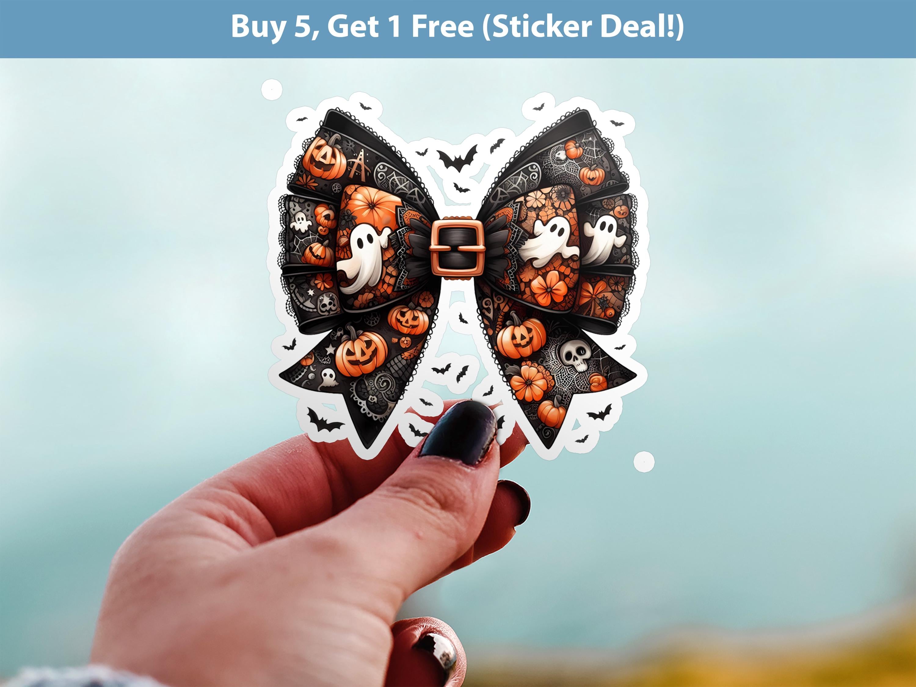 Halloween Ghost Pumpkin Skeleton Sticker: Spooky Laptop, Water Bottle Decal