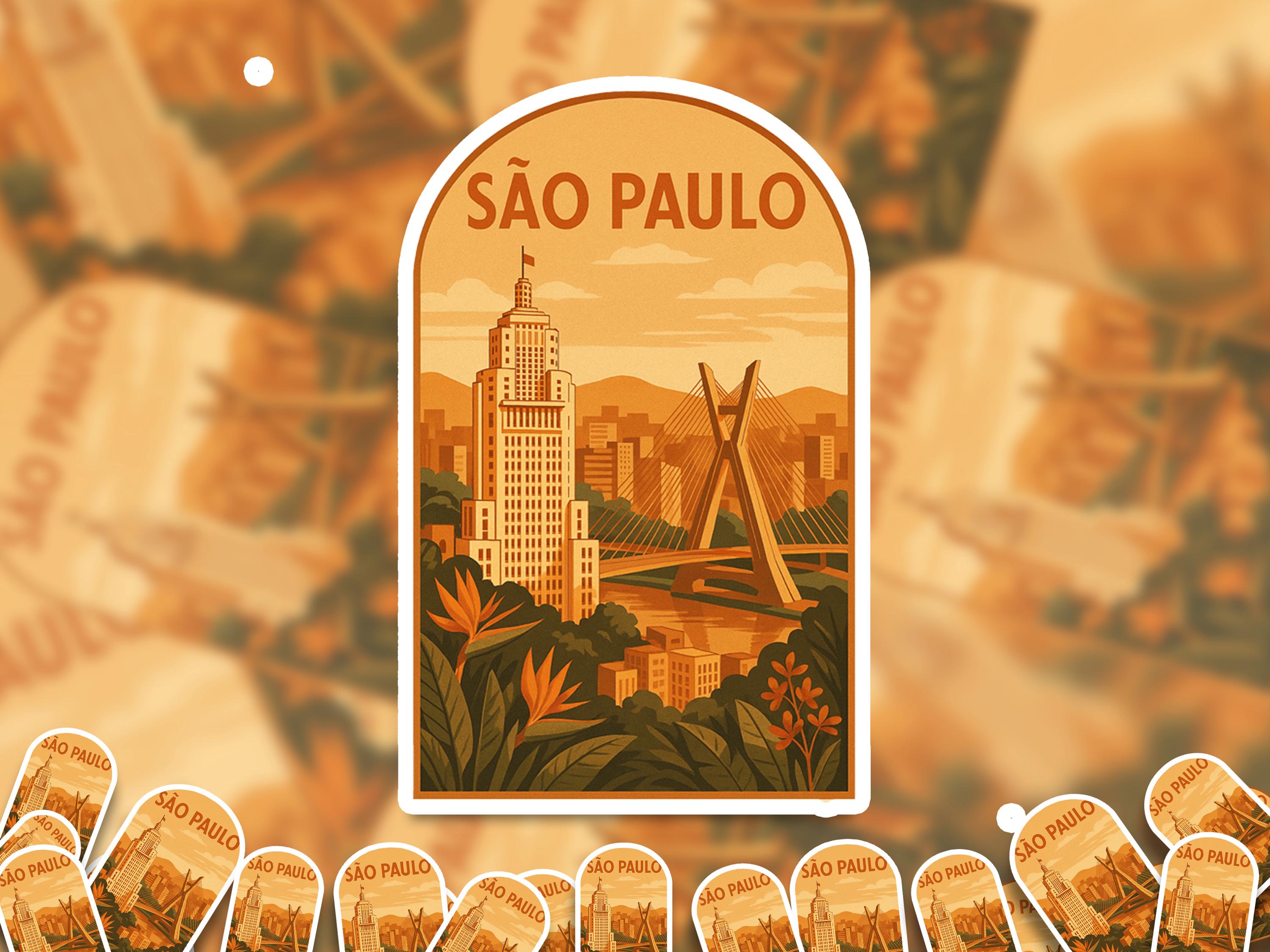 Sao Paulo Sticker, Vintage City Vinyl Decal, Retro Travel Lover Collection, Journal Scrapbook