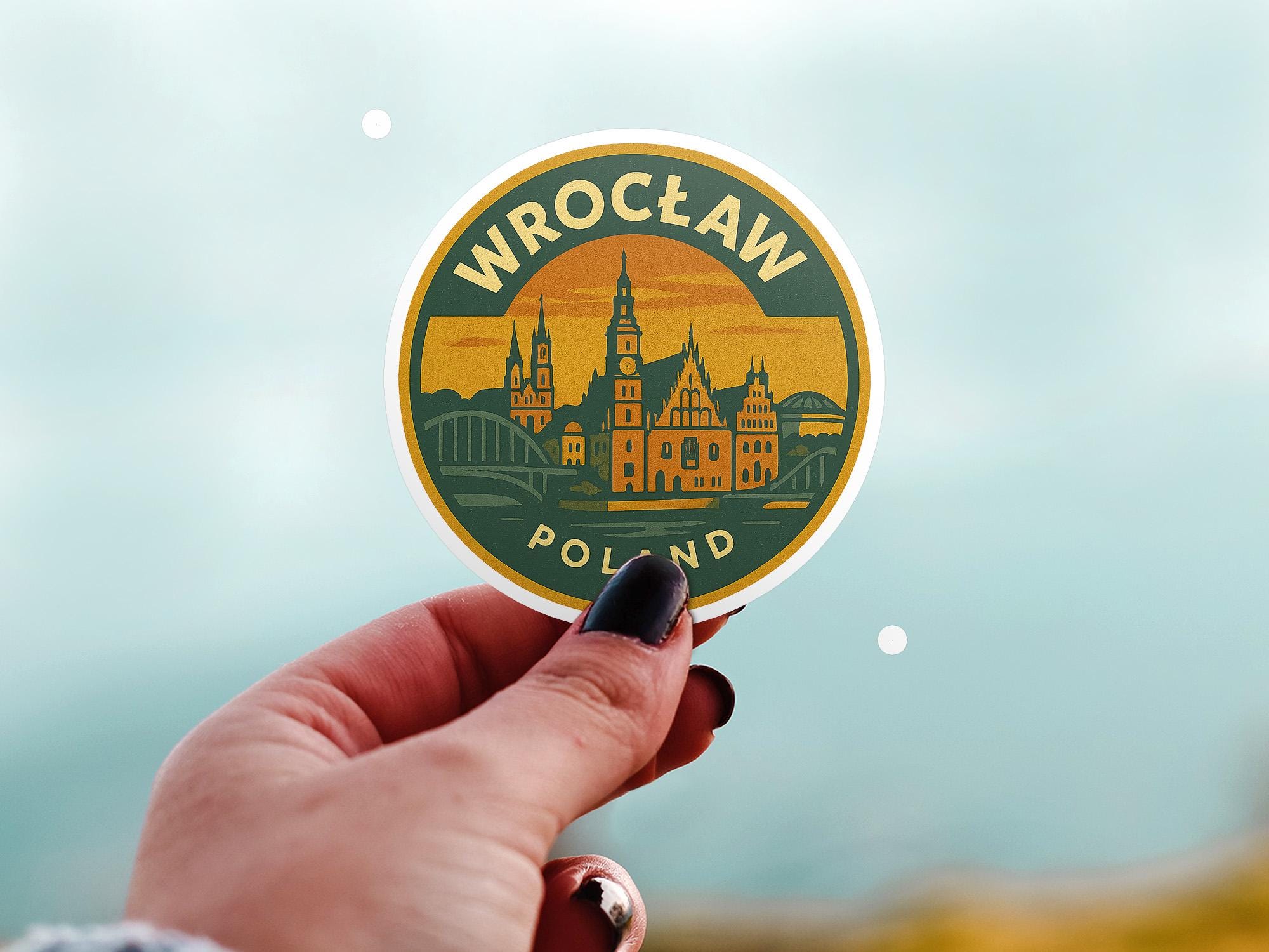 Wroclaw Poland Sticker Kiss-Cut Vinyl, Waterproof Decal, Retro Travel Lover Collection