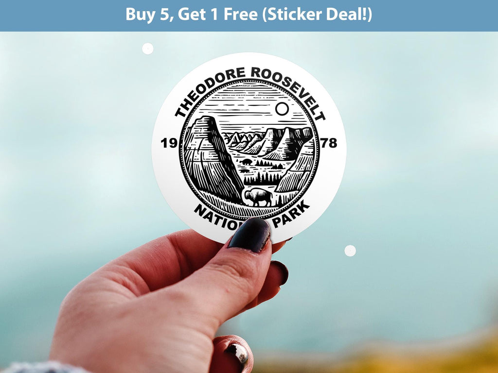 Theodore Roosevelt National Park Sticker, Kiss-Cut Vinyl, Waterproof USA Decal Badge Collection