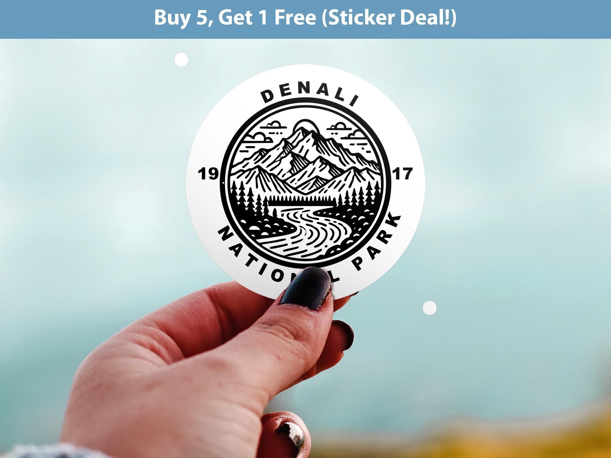 Denali National Park Sticker, Kiss-Cut Vinyl, Waterproof USA Decal Badge Collection