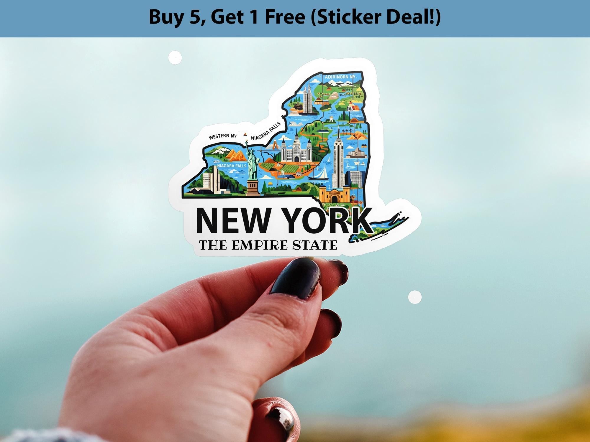 New York State Sticker, USA Kiss-Cut Vinyl, Landmark Waterproof Decal, United States Travel Collection
