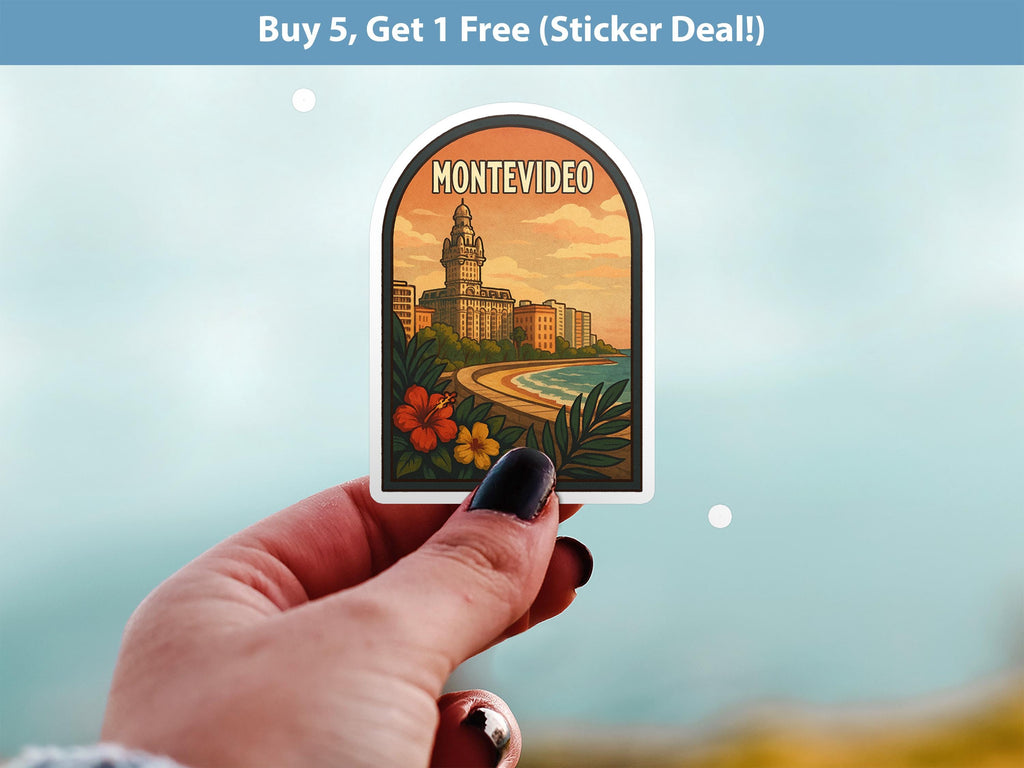 Montevideo Uruguay Sticker, Vintage City Vinyl Decal, Retro Travel Lover Collection, Journal Scrapbook