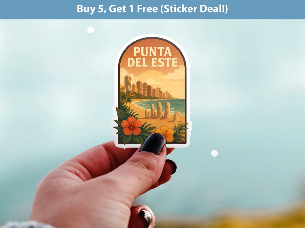 Punta del Este Uruguay Sticker, Vintage City Vinyl Decal, Retro Travel Lover Collection, Journal Scrapbook