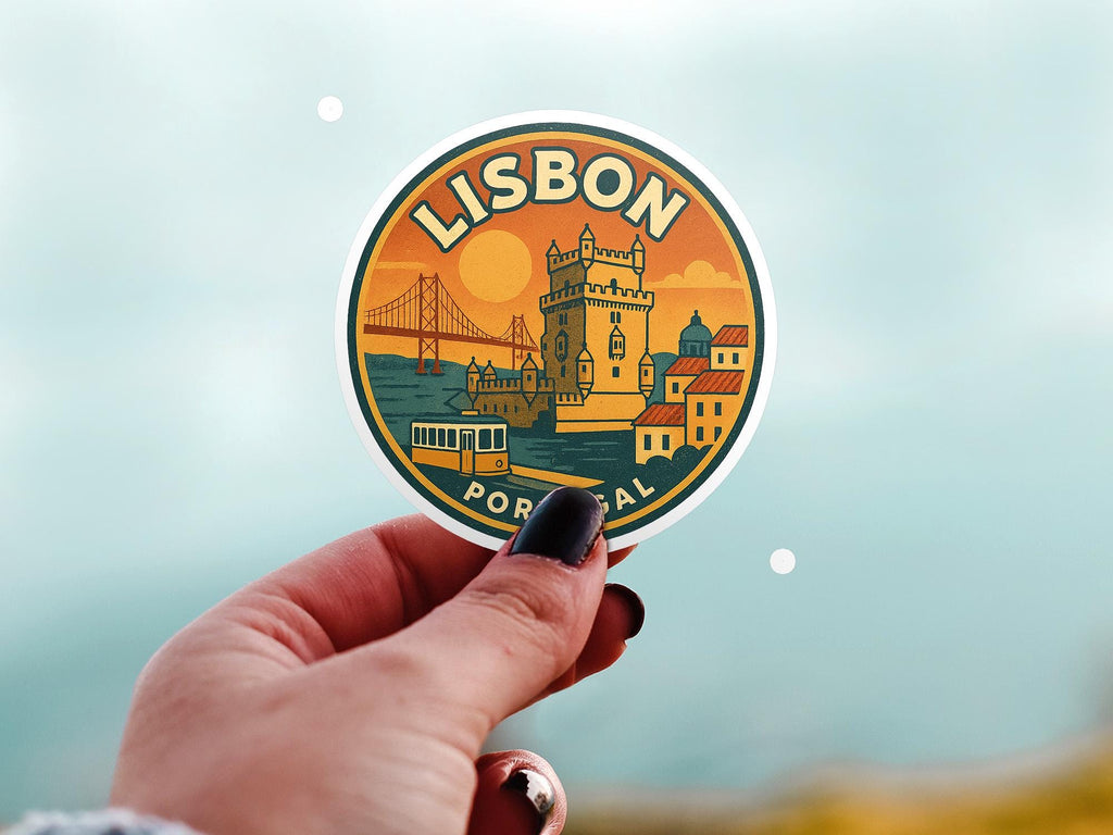 Lisbon Portugal Kiss-Cut Vinyl, Waterproof Decal, Retro Travel Lover Collection