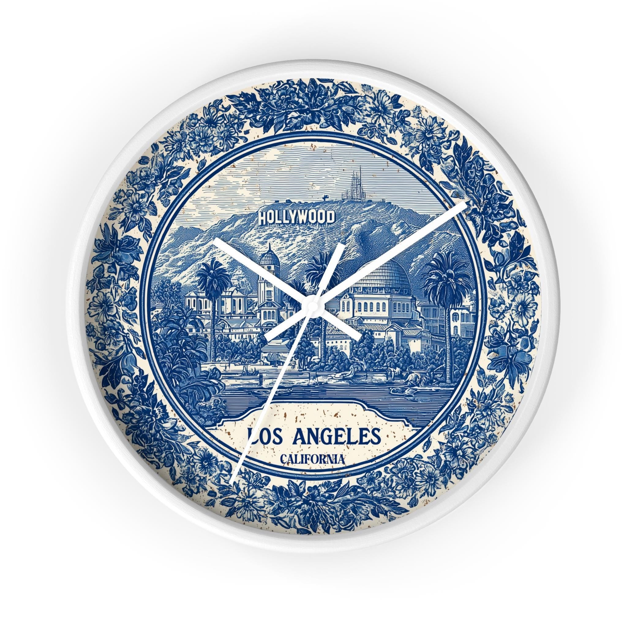 Los Angeles California Wall Clock, Delf style Home Decor, Vintage City Travel Keepsake Art