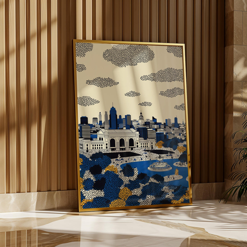 Kansas City Missouri Wall Art Print, Pop Art Modern Large Size Poster Travel Gift Canvas