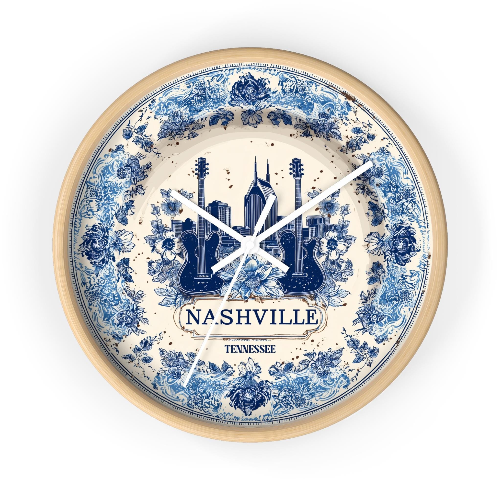 Nashville Tennessee Wall Clock, Delf style Home Decor, Vintage City Travel Keepsake Art