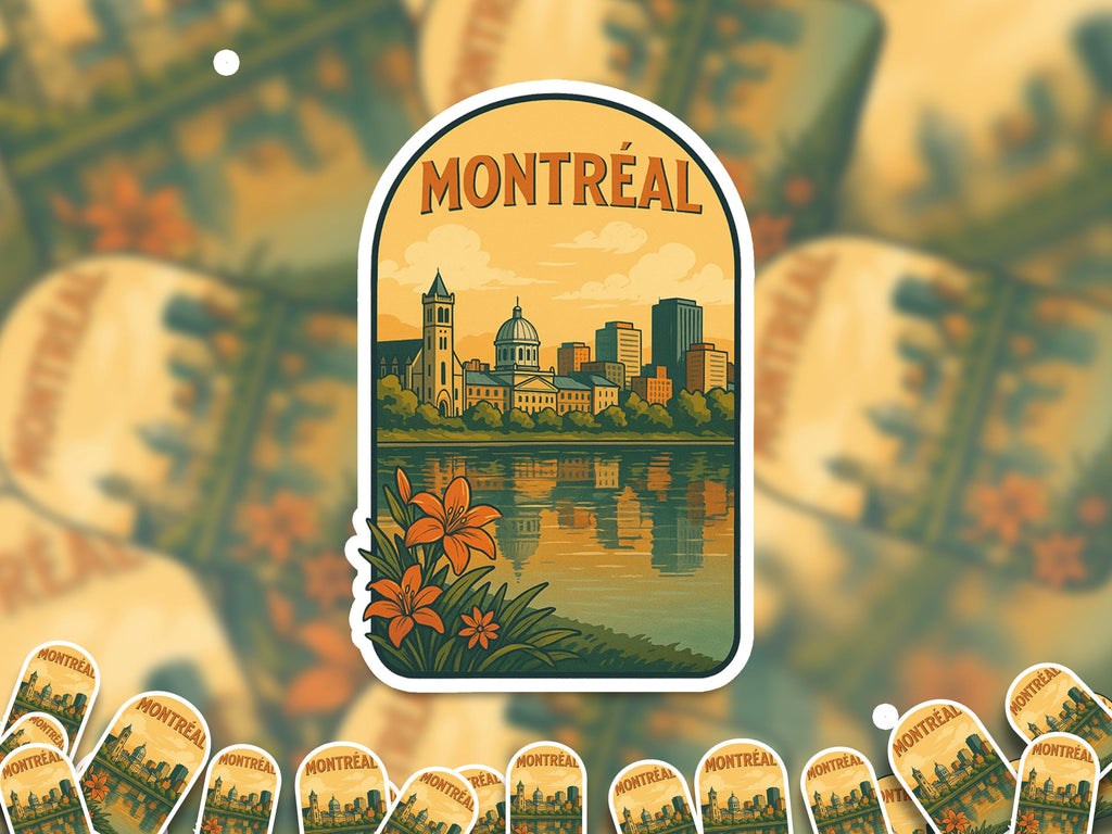 Montreal Canada Sticker, Vintage City Vinyl Decal, Retro Travel Lover Collection, Journal Scrapbook