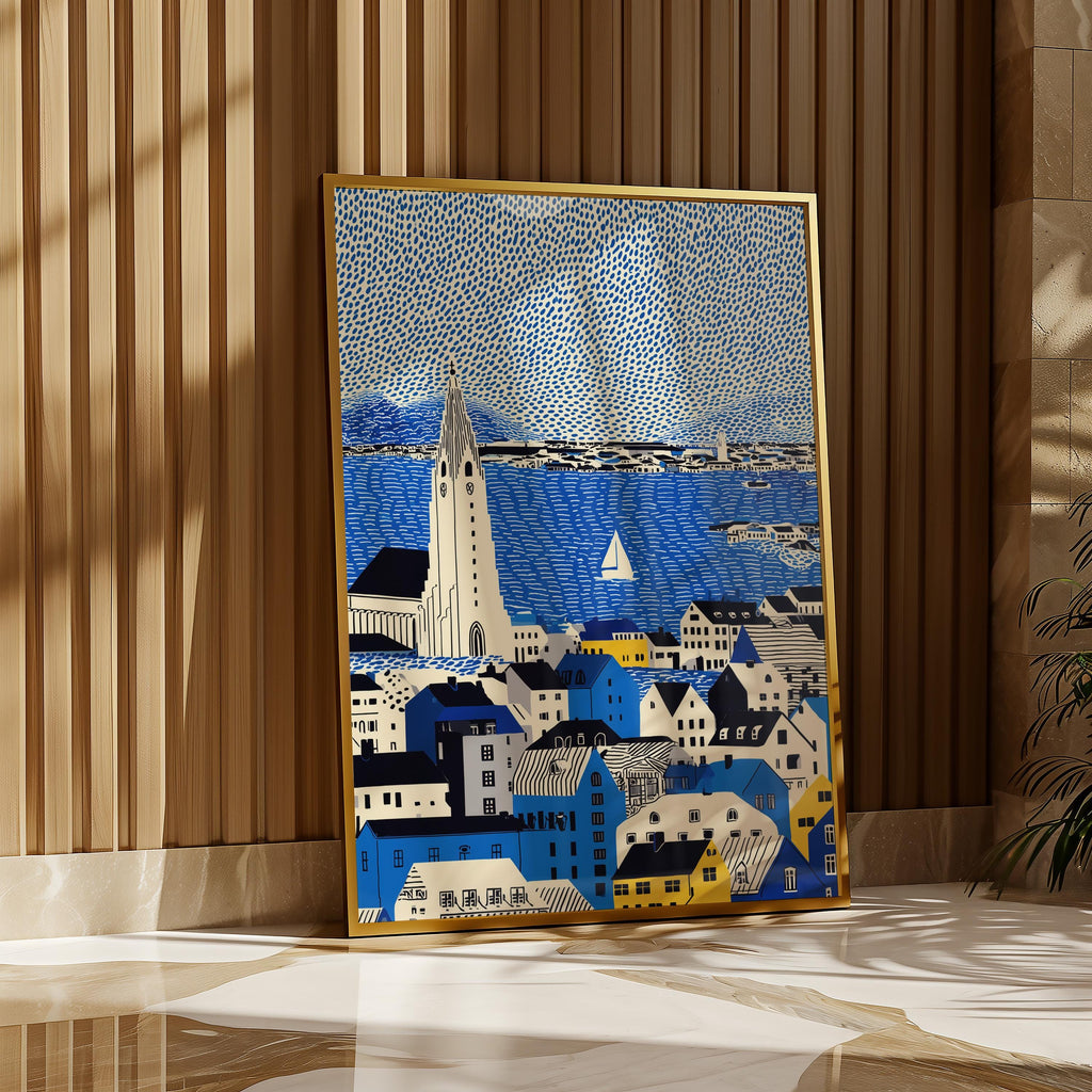 Reykjavik Iceland Wall Art Print, Pop Art Modern Large Size Poster Travel Gift Canvas