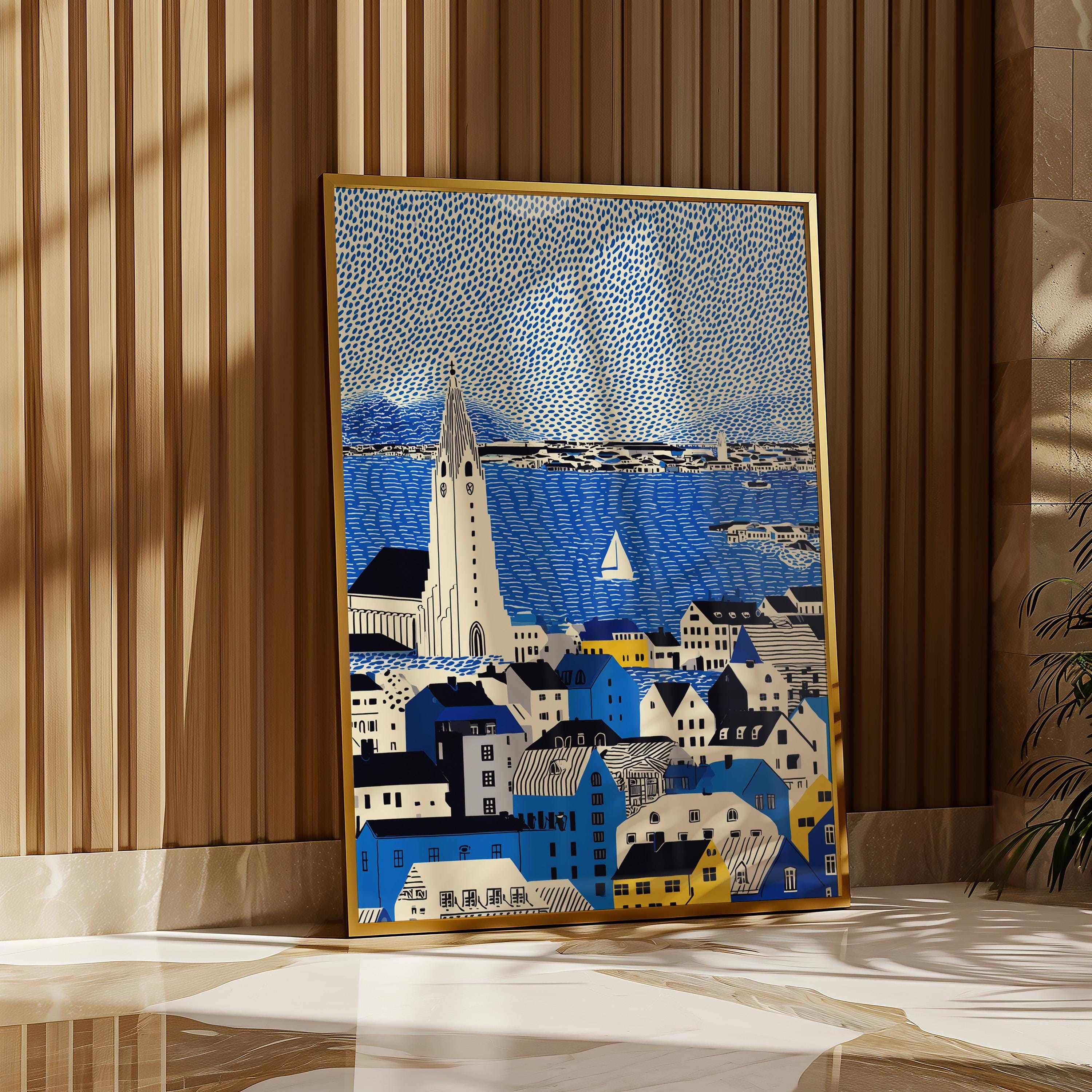 Reykjavik Iceland Wall Art Print, Pop Art Modern Large Size Poster Travel Gift Canvas