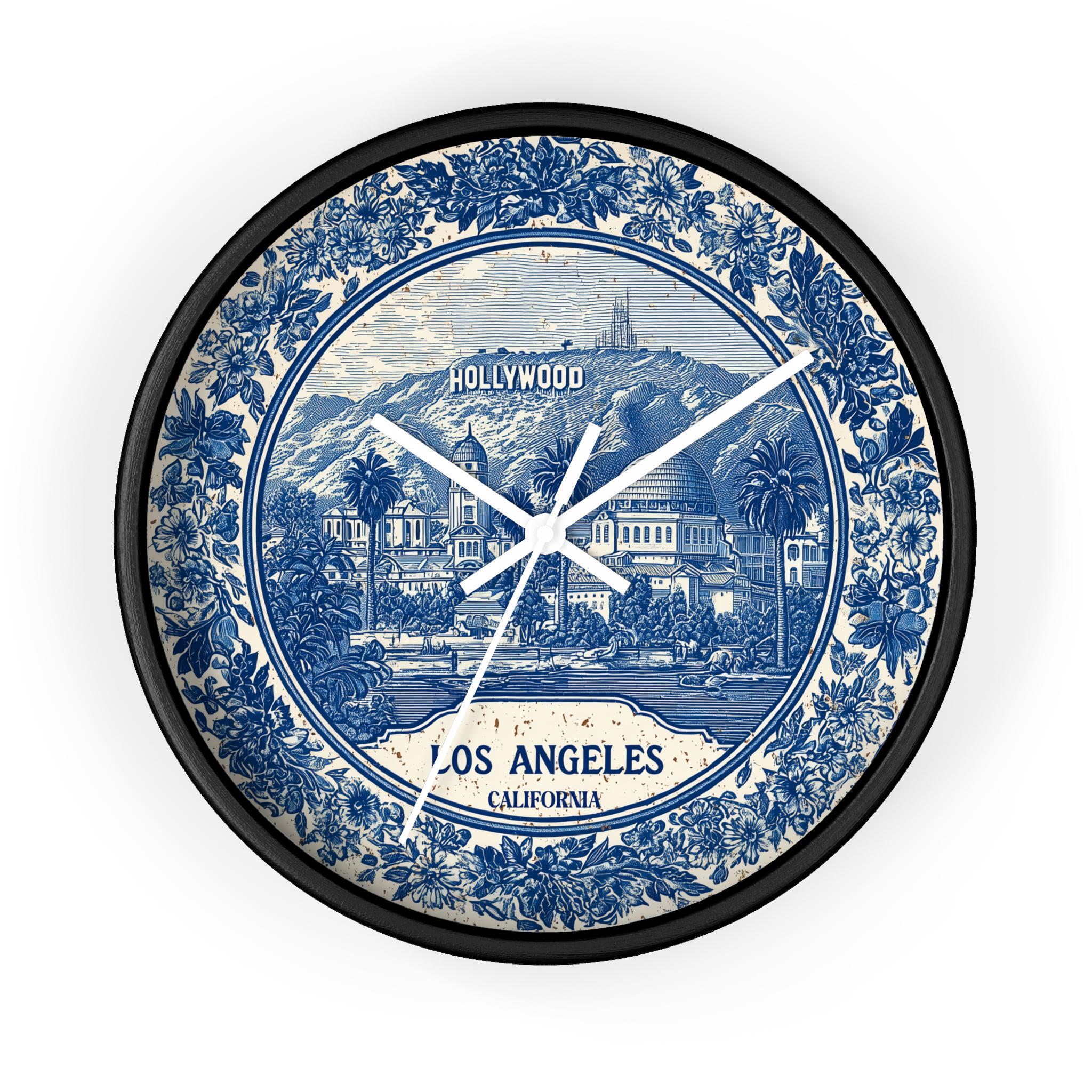 Los Angeles California Wall Clock, Delf style Home Decor, Vintage City Travel Keepsake Art