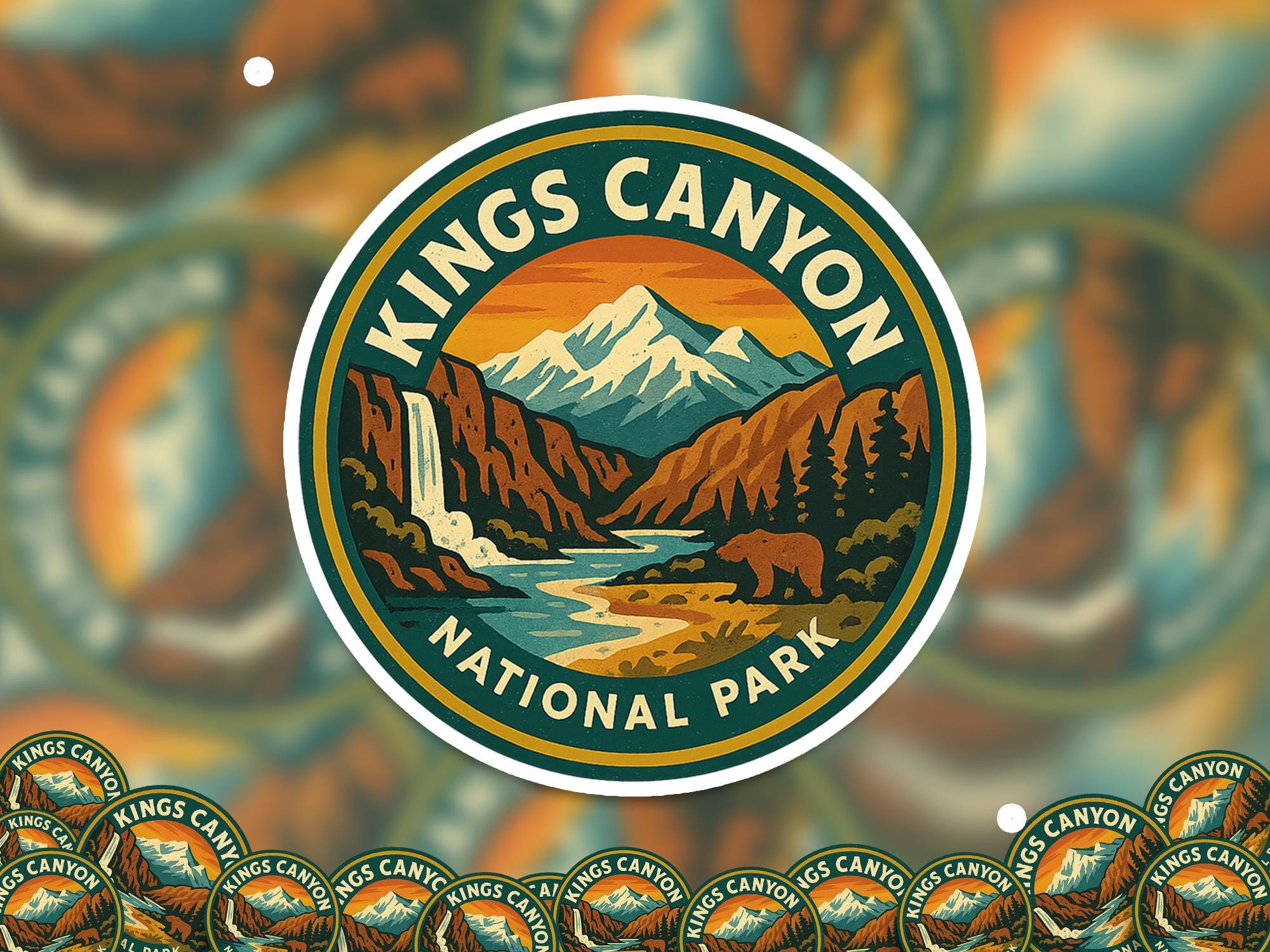 Kings Canyon National Park Sticker, Retro Vinyl Waterproof Decal, Vintage USA Travel Collection