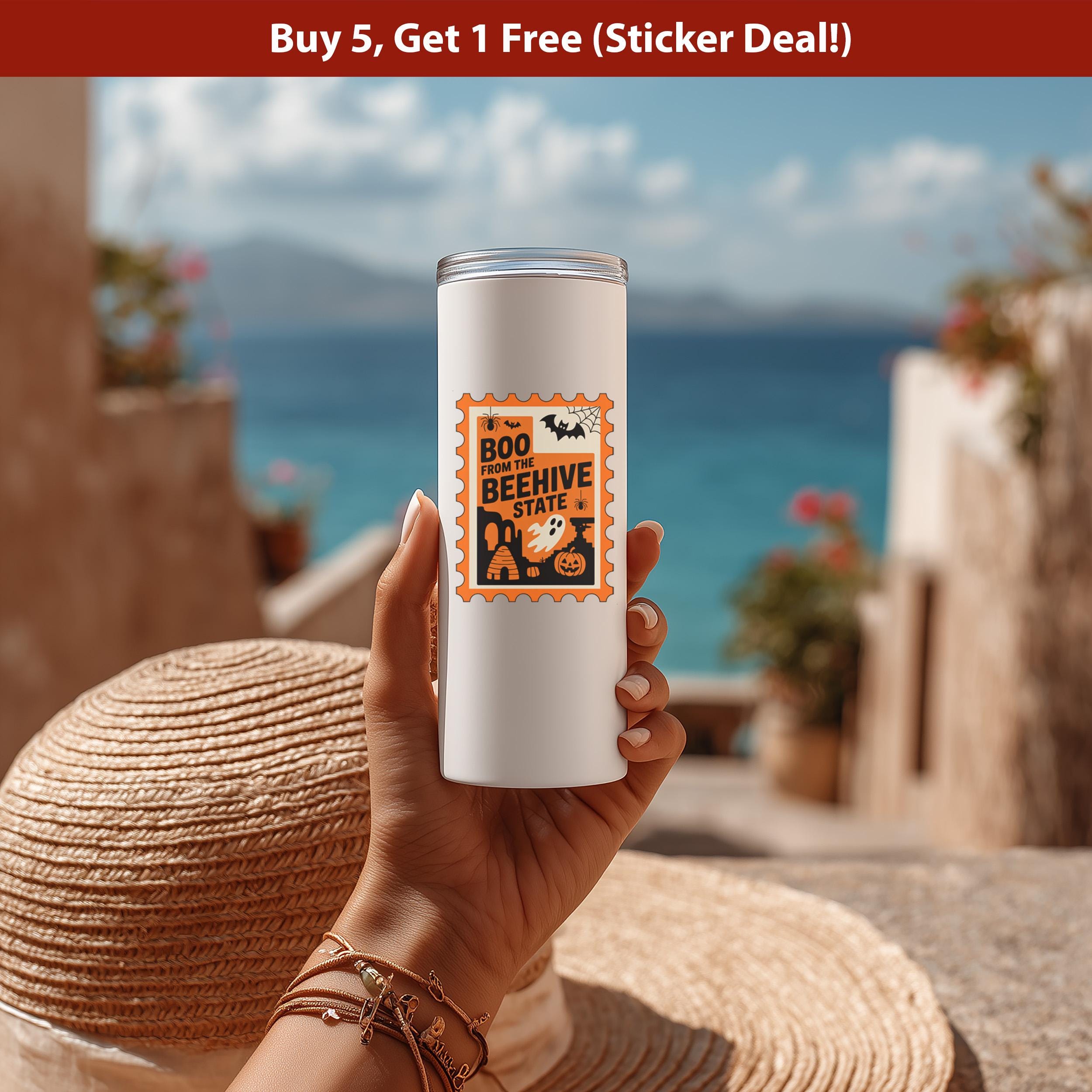 Utah Stamp Halloween Sticker, Spooky USA Kiss-Cut Vinyl, Waterproof Decal, United States Travel