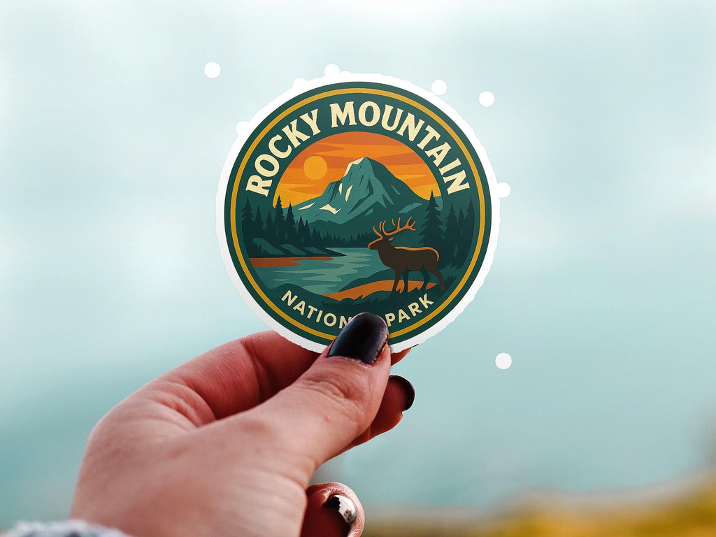 Rocky Mountain National Park Sticker Kiss-Cut Vinyl, Waterproof Decal, Retro Travel Lover Collection